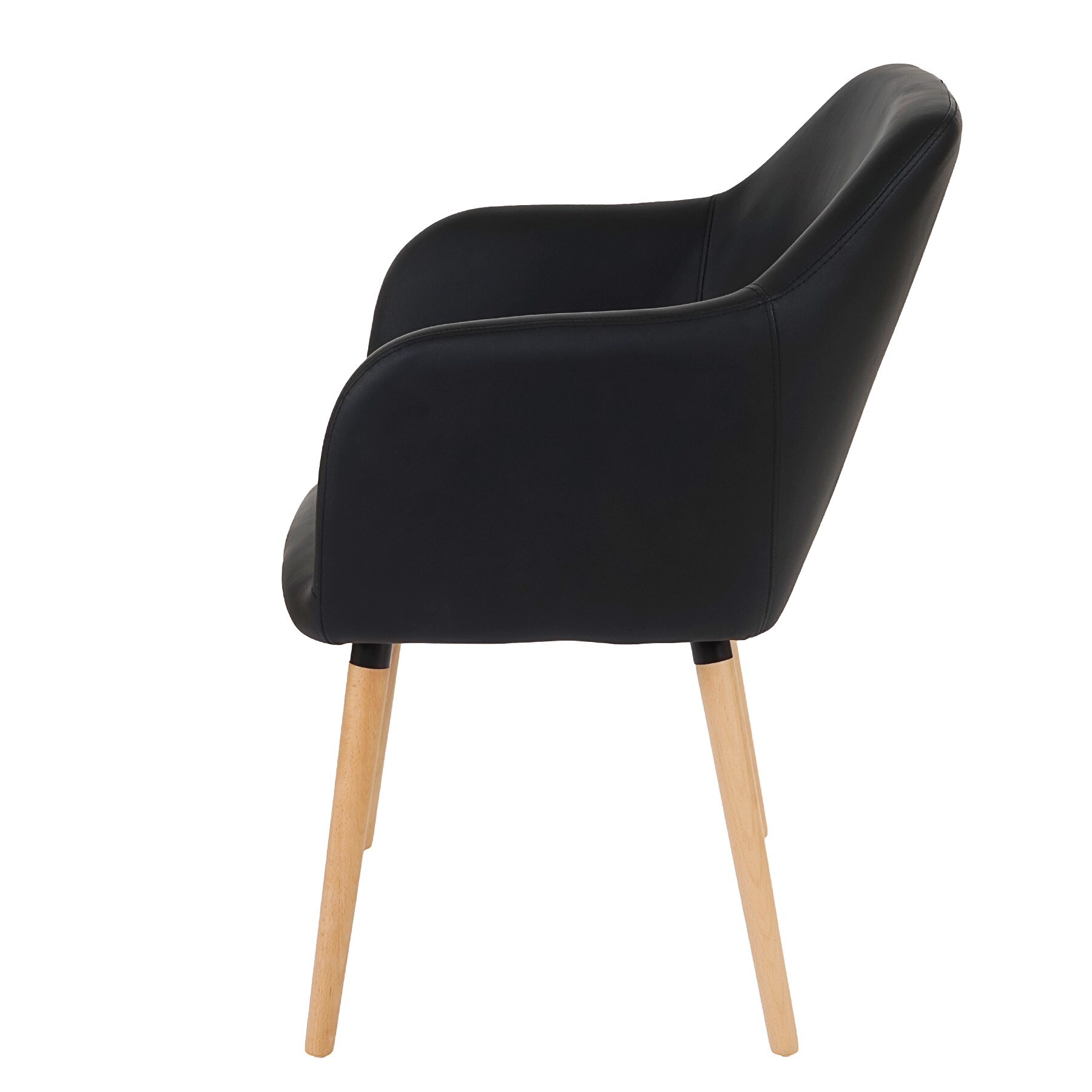 Esszimmerstuhl Vaasa T381, Stuhl Küchenstuhl, Retro 50er Jahre Design ~ Kunstleder, schwarz, helle Beine