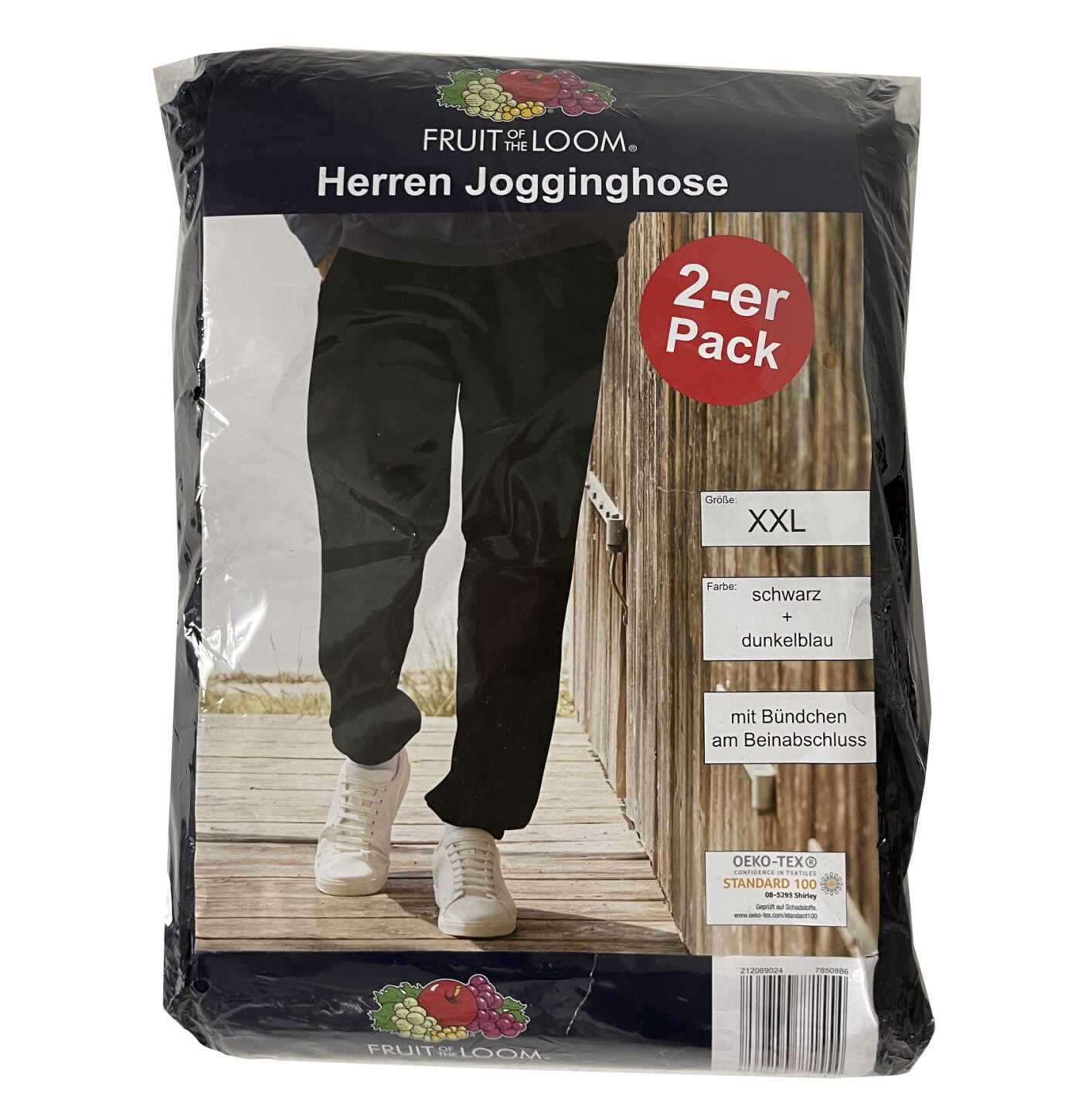 2er Set Fruit of the Loom Jogginghose schwarz/dunkelblau