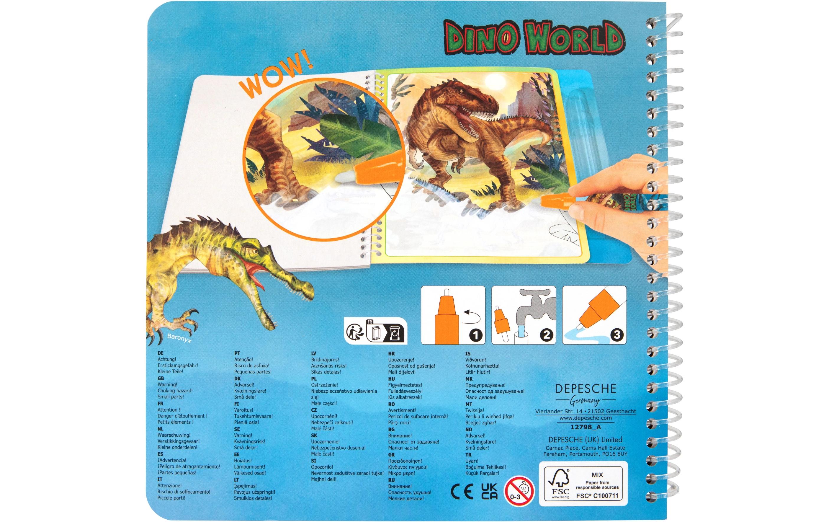 Malbuch Aqua Magic Dino 5 SeitenMalbuch mit Wasser-Stift für Kinder