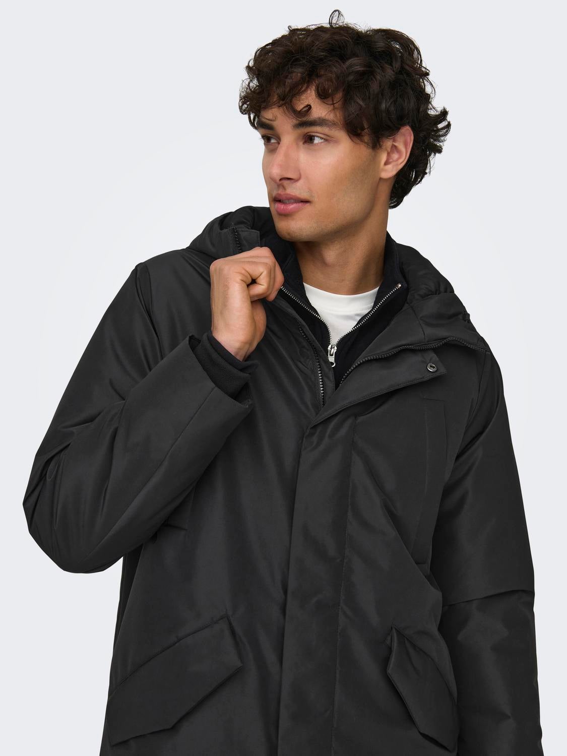 ONSCARL Langer Parka Black