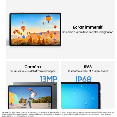 Tablette tactile Samsung Galaxy Tab S10FE+ 13.1'' 8Go 128Go WIFI SILVER