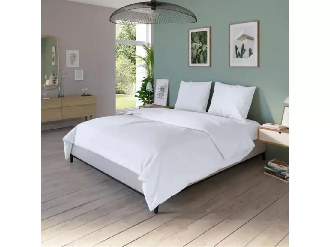 Housse de couette - 260 x 240 cm - Coton - Antibactérien - Blanc