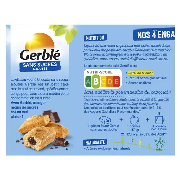 Bolo Gerblé recheado com chocolate sem adição de açúcar, 150g