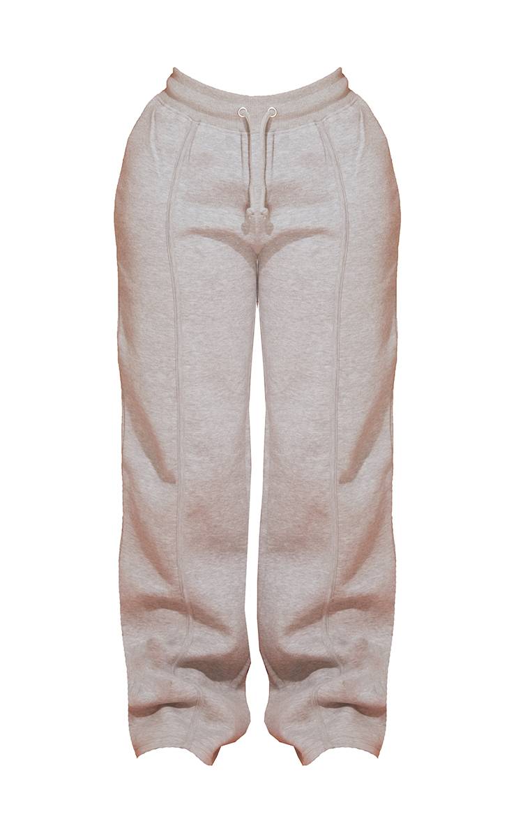 Gris Chiné Jogger Shape Taille Haute À Jambes Larges Avec Bandes