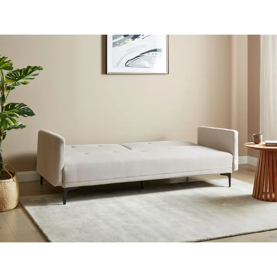 LUCAN - Slaapbank 3-zits - Lichtbeige - Polyester