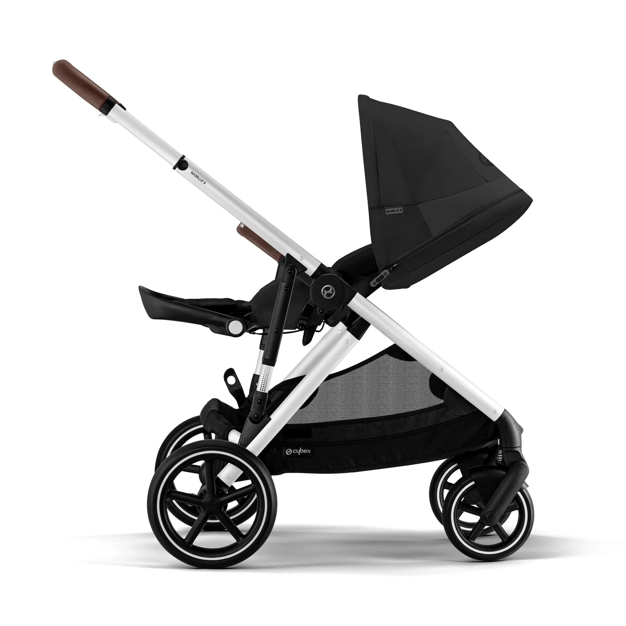 Cybex Poussette Gazelle S 2 – Châssis couleur argent avec siège Noir Moon
