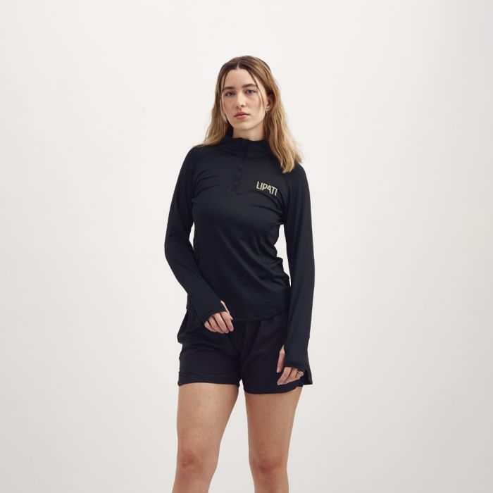 Lipati Dame Trøjer Moderate Half Zip Long Sleeve Sort