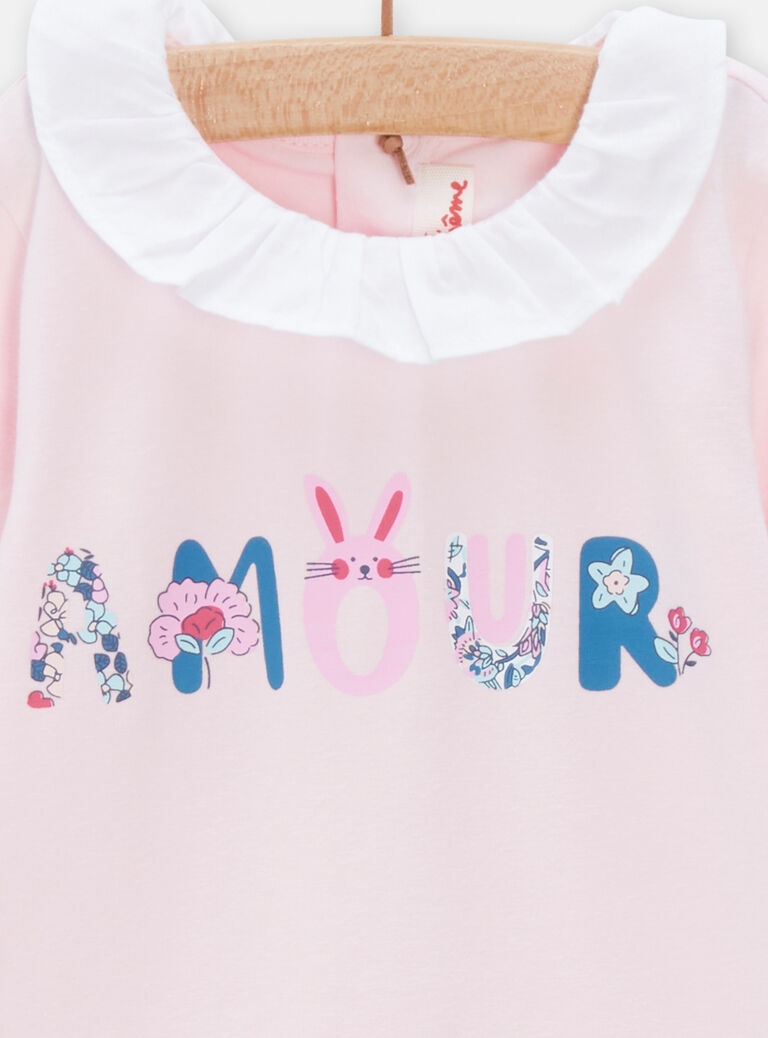 Body rose à manches longues pour bébé fille