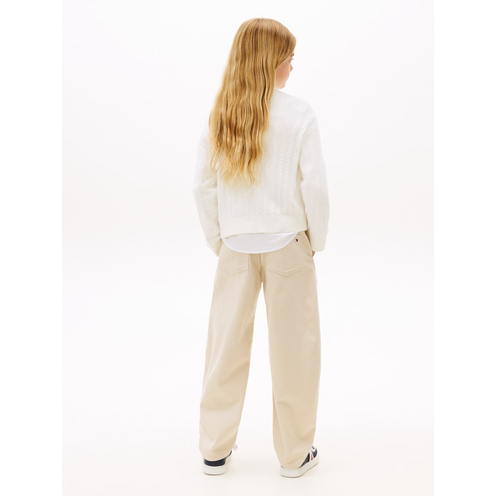 Køb Tommy Hilfiger Ivory Silk Pointelle Cable Sweater