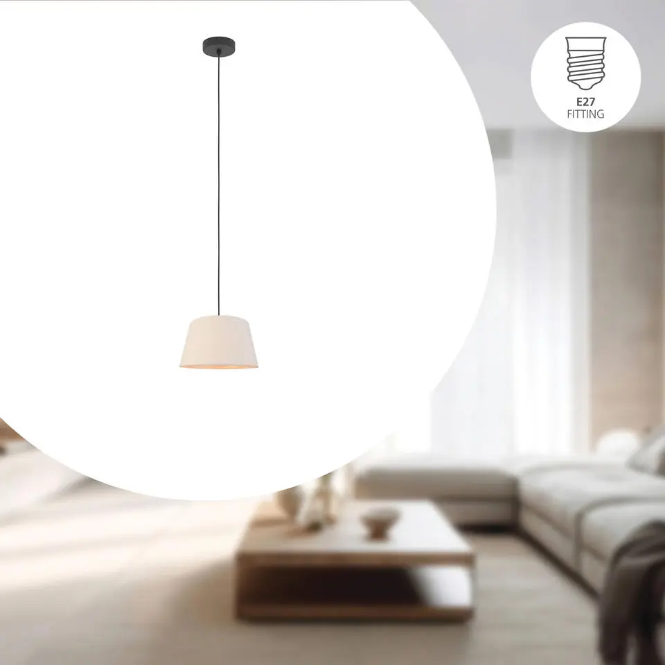 EGLO Febres Hanglamp - E27 - teddy stof - Zwart/Wit