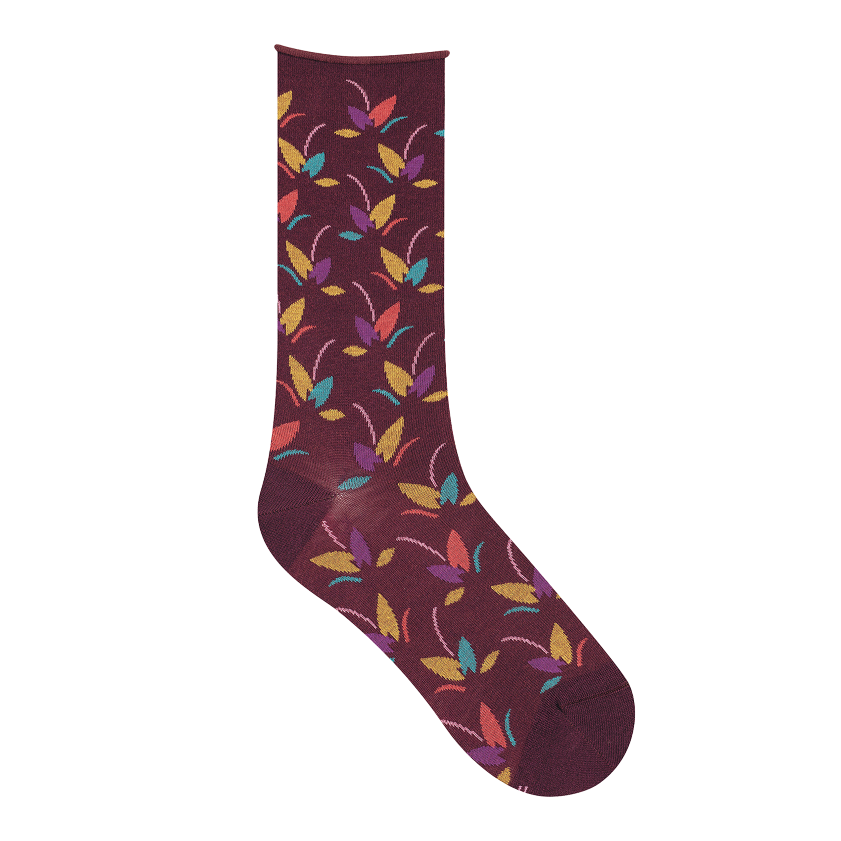 FEUILLAGE - Chaussettes imprimées en coton mélangé | Violet