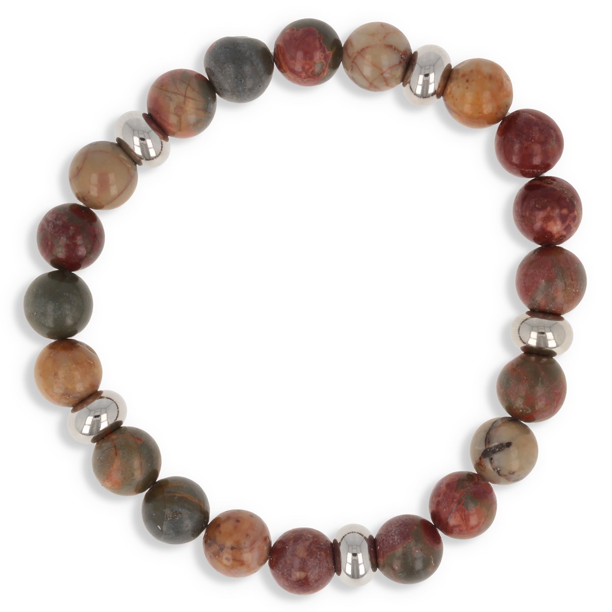 Bracelet Élastique en Pierres Naturelles Picasso et Acier 316L - Aden Bijoux
