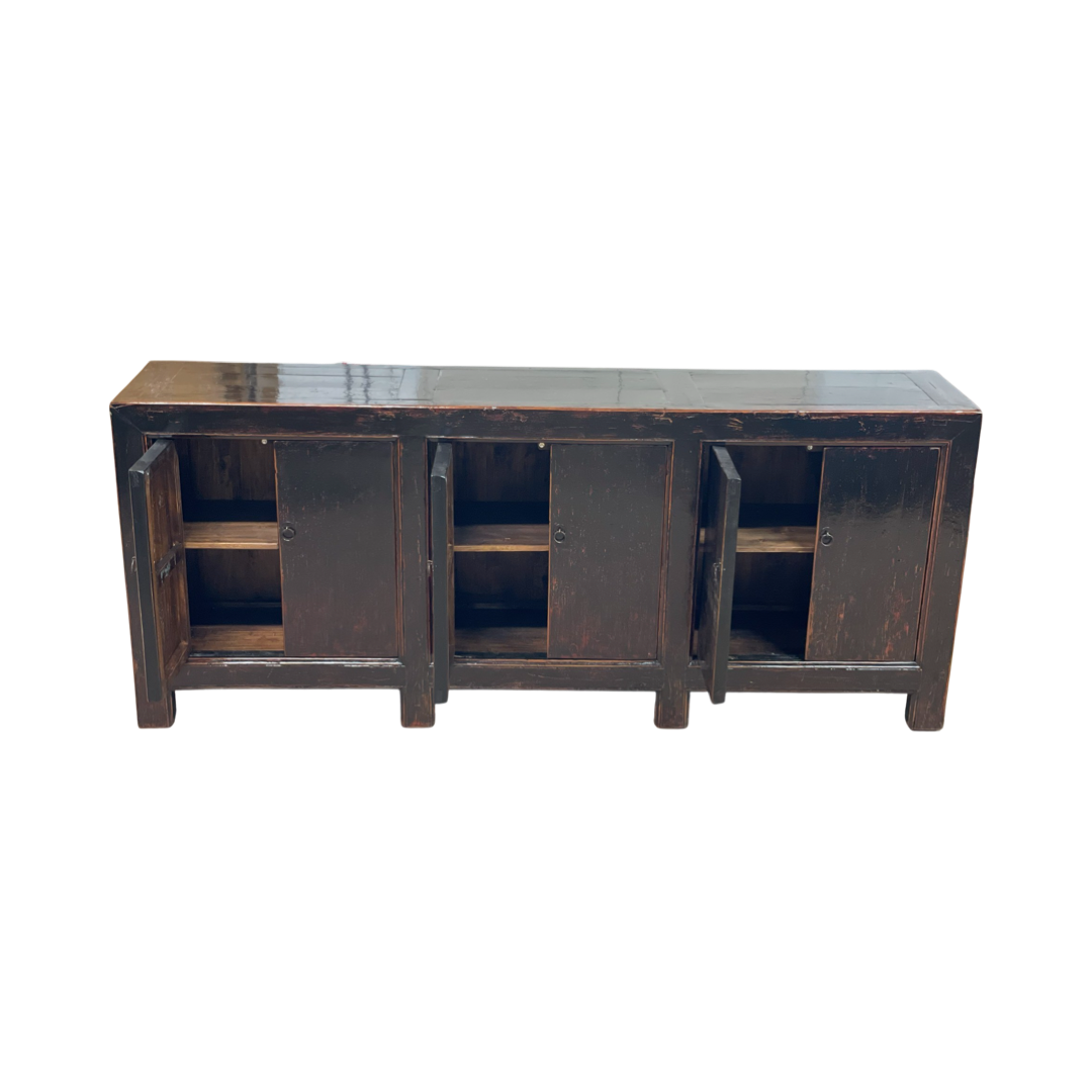 Uniek dressoir Zwart lak 6 deurs Uniek Dressoir Zwart lak 6dr 232x45x98
