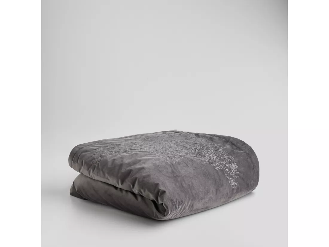 Jeté de lit Arabesque Gris Foncé Velours 200 x 220