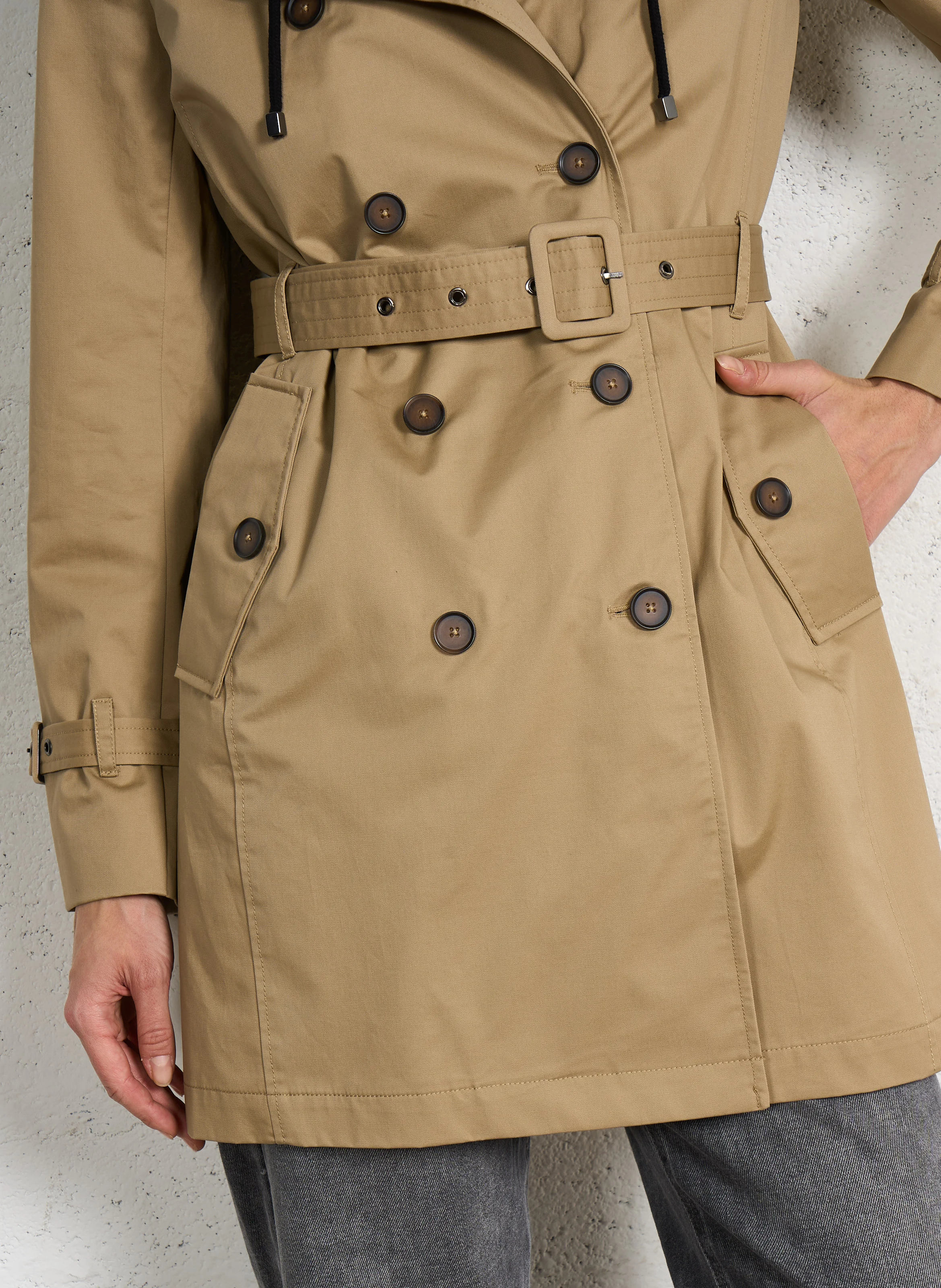 Trench à capuche amovible en coton | Beige