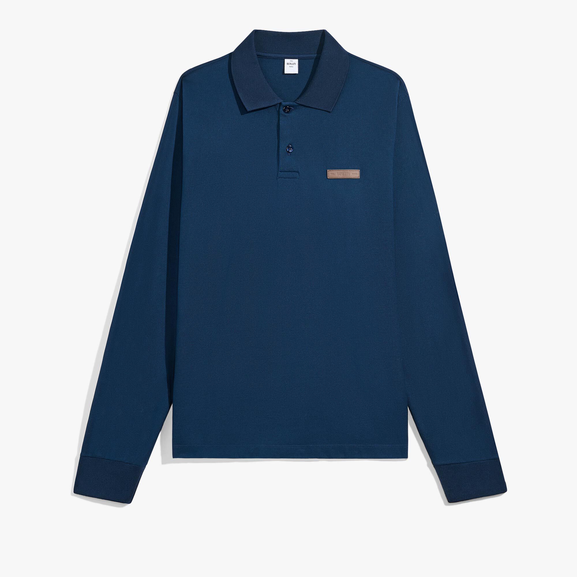 Polo Pique Manches Longues Avec Detail En Cuir