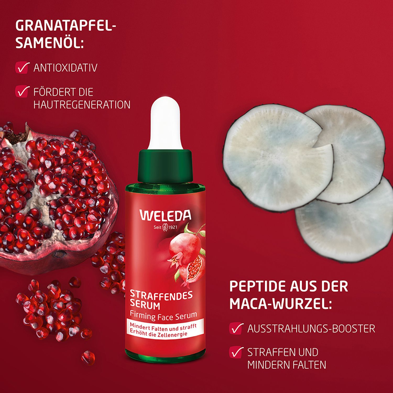 Weleda Straffendes Gesichtsserum Granatapfel & Maca-Peptide - mindert Falten und strafft sichtbar