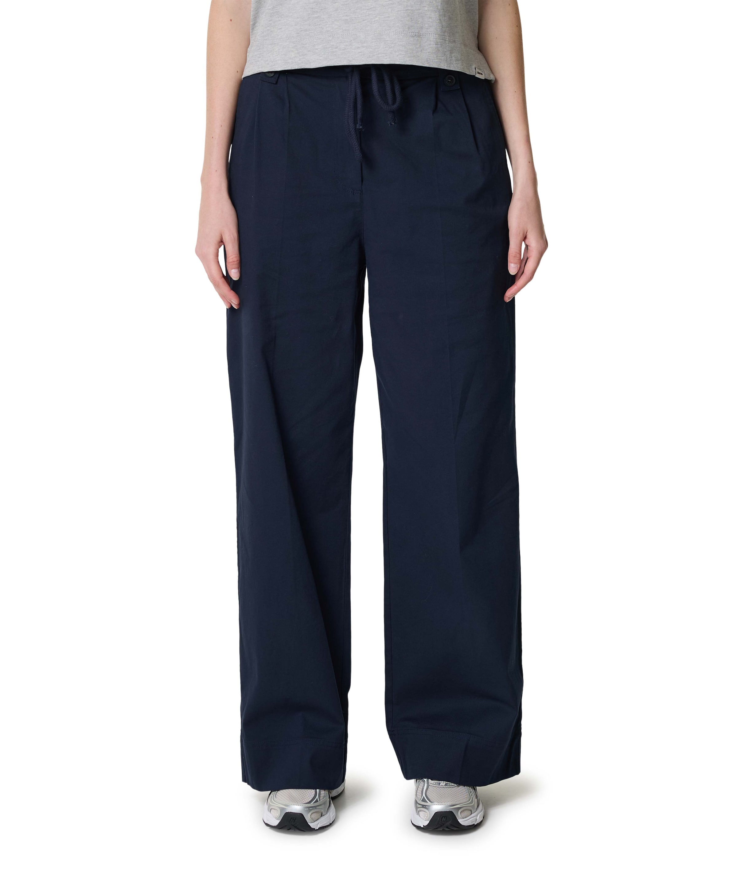 YAYA Geweven met strikkoord dames broek blauw