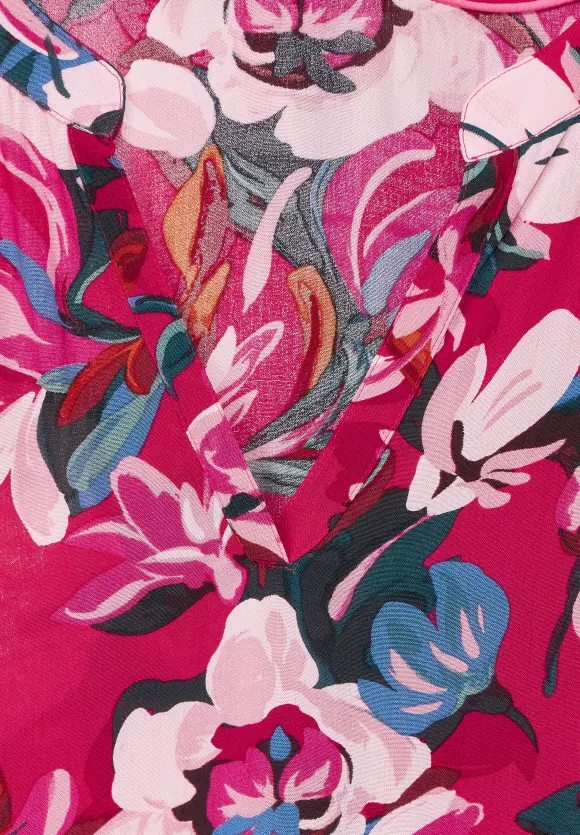 Volantkleid mit Print - berry rose