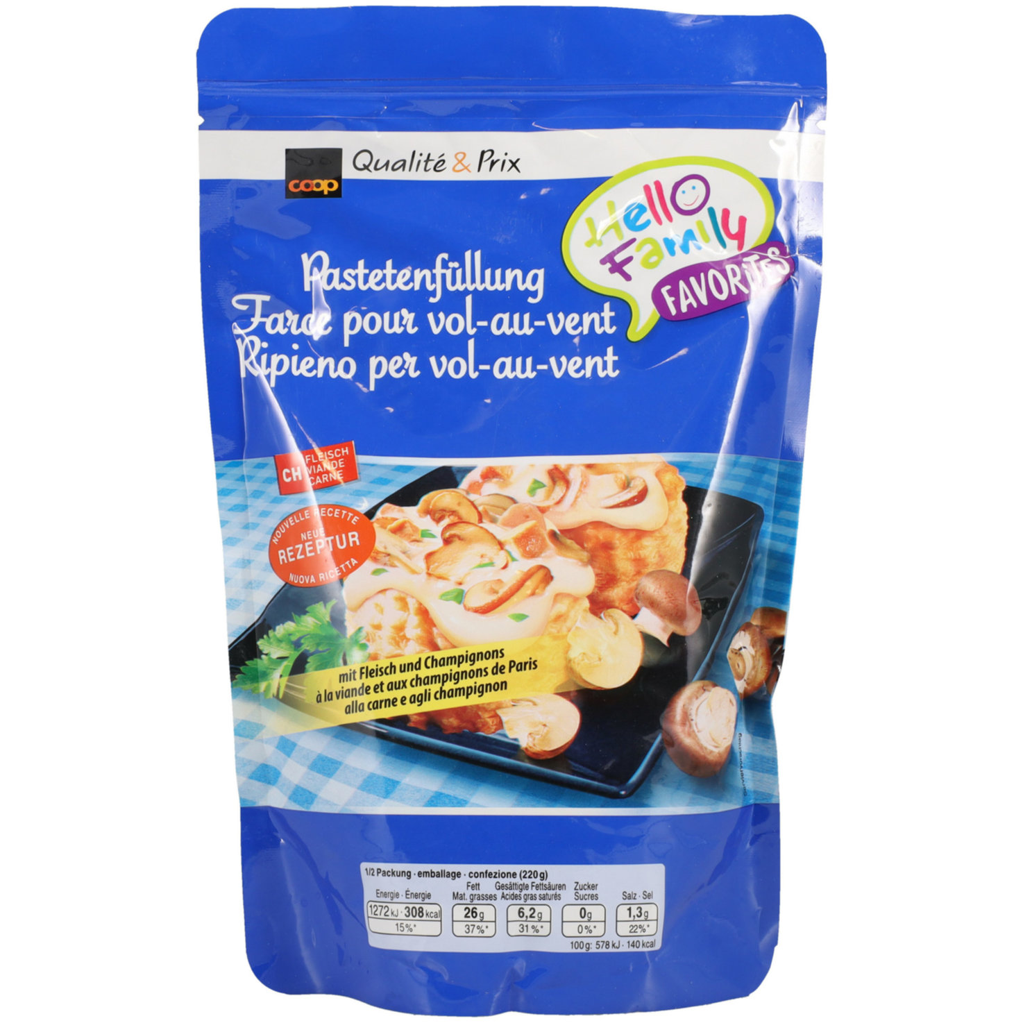 Pastetenfüllung mit Fleisch & Champignons