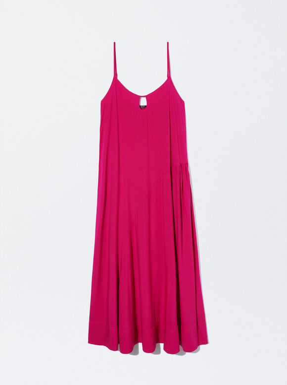Vestido midi fúcsia com alças