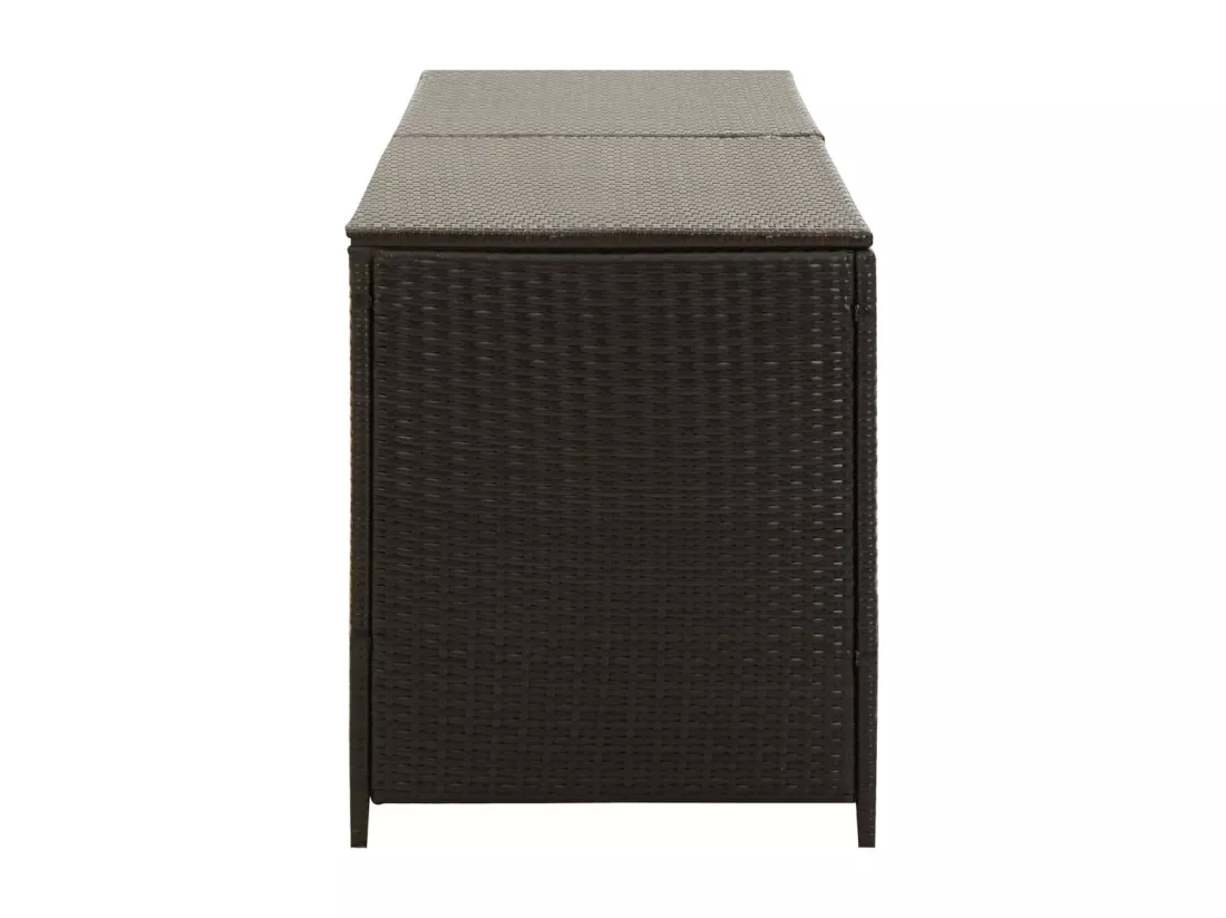Boîte de rangement de jardin résine tressée 200x50x60 cm marron