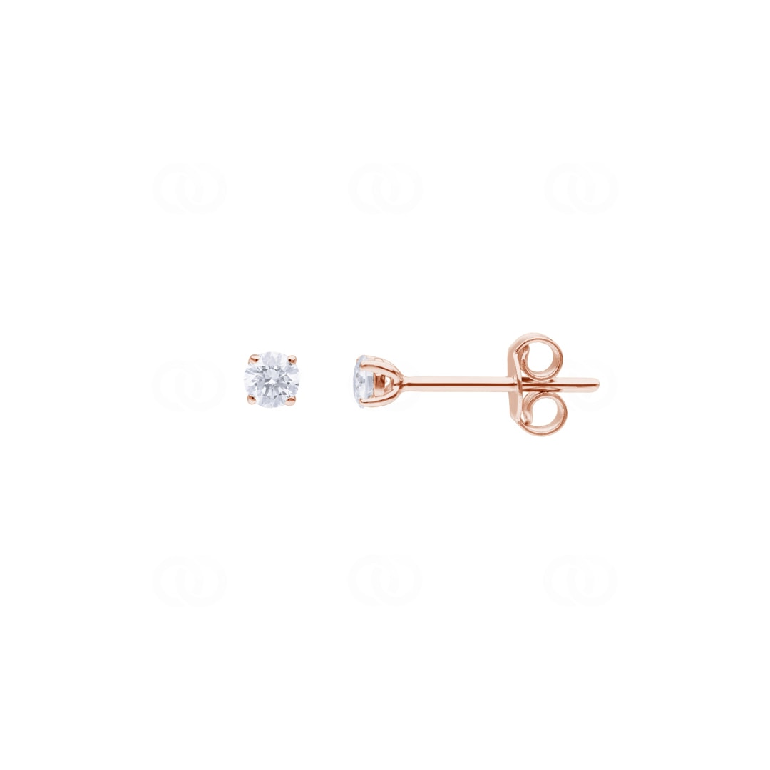 0.20 Karat Solitär Diamantohrstecker 750/18 K Roségold in 4-Griff