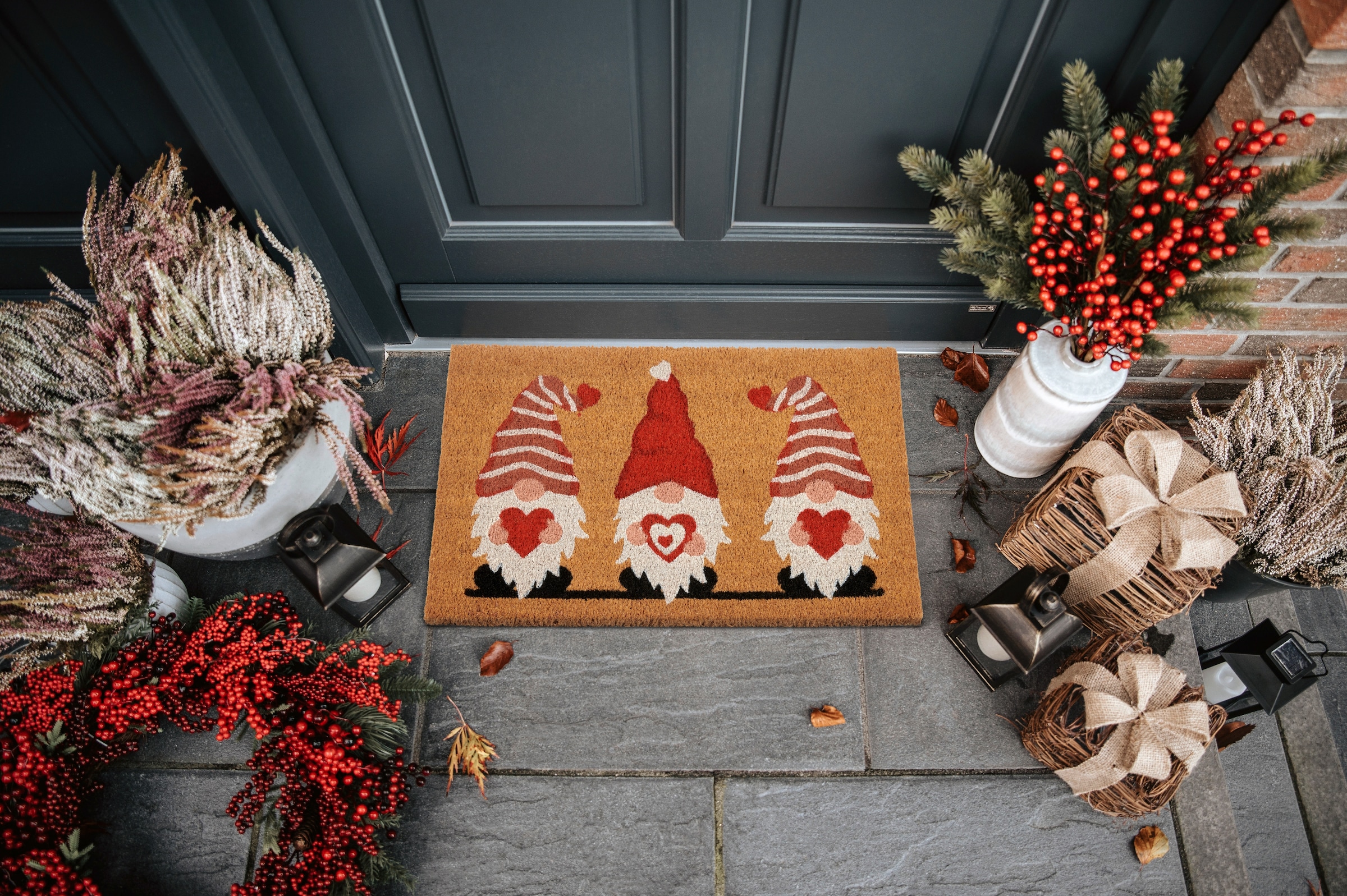 HANSE Home Fussmatte »Kokos Gnome Heart, Türmatte« rechteckig 15 mm Höhe Schmutzfangmatte, Rutschfest, Outdoor, Weihnachten, Kokosmatte, Zwerg