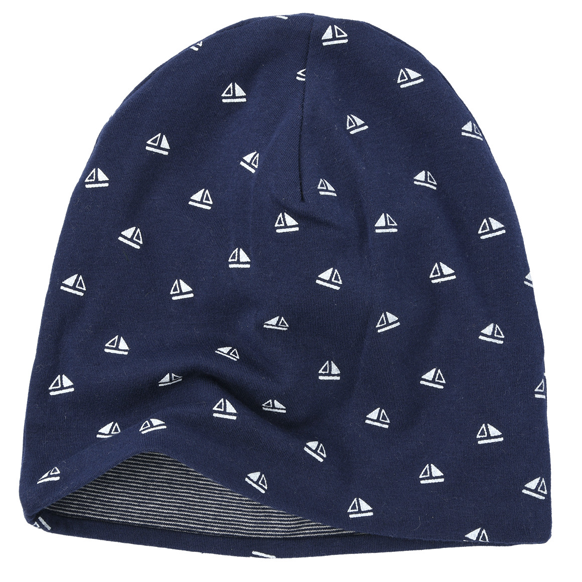 Topomini Baby Mütze mit Schiffchen-Muster dunkelblau