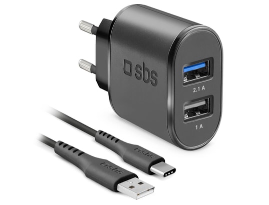 SBS - Chargeur secteur Kit voyage USB de recharge avec câble de type C