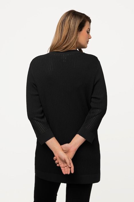 Strickjacke, Strukturstreifen, V-Ausschnitt, 3/4-Arm