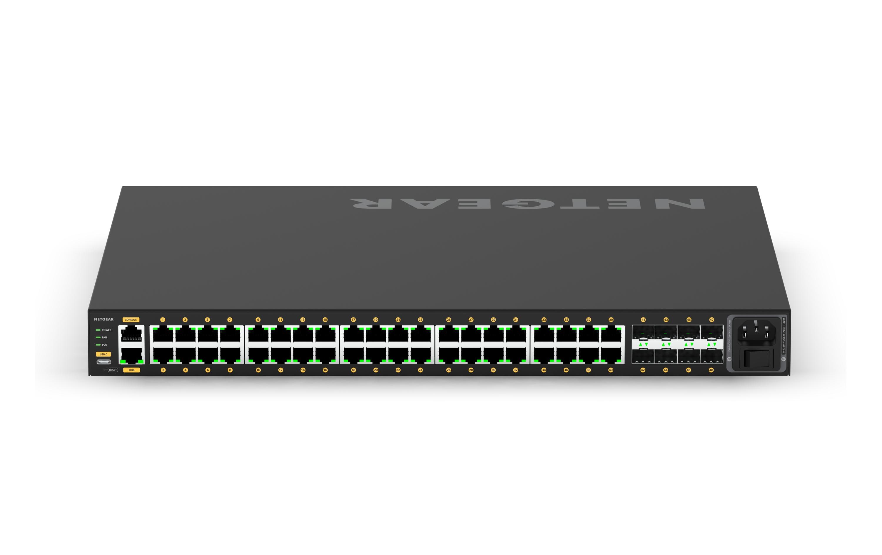 PoE+ Switch AV Line M4250-40G8XF-PoE+ 48 Port<br>NETGEAR AV Line M4250-40G8XF-PoE+ 40x1G PoE+ 960W und 8xSFP+ Managed Switch (GSM4248PX)