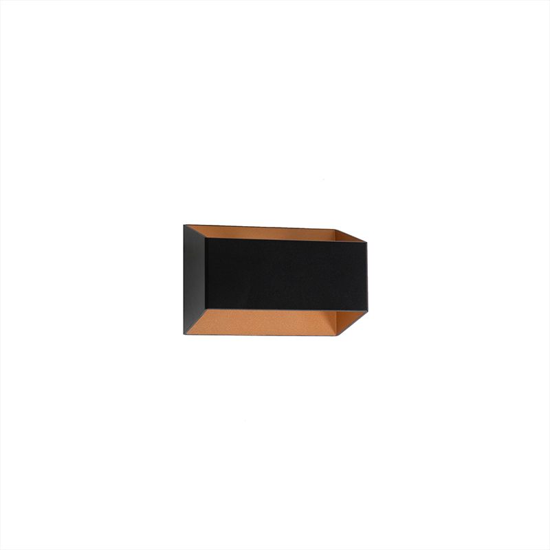 Moderne wandlamp zwart met gouden binnenkant rechthoekig - Alone