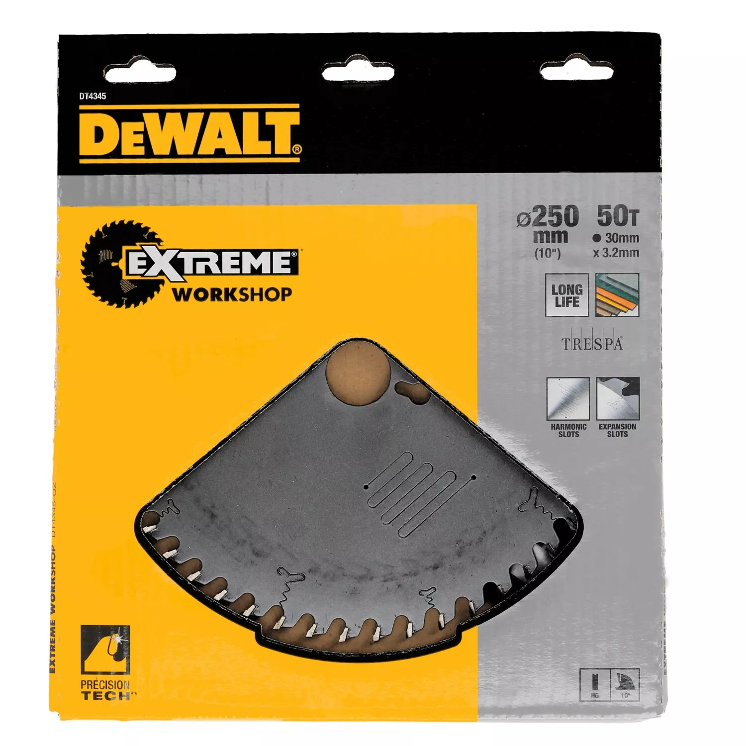 DeWALT DT4345 Extreme Cirkelzaagblad - 250 x 30 x 50T - Hout / Trespa