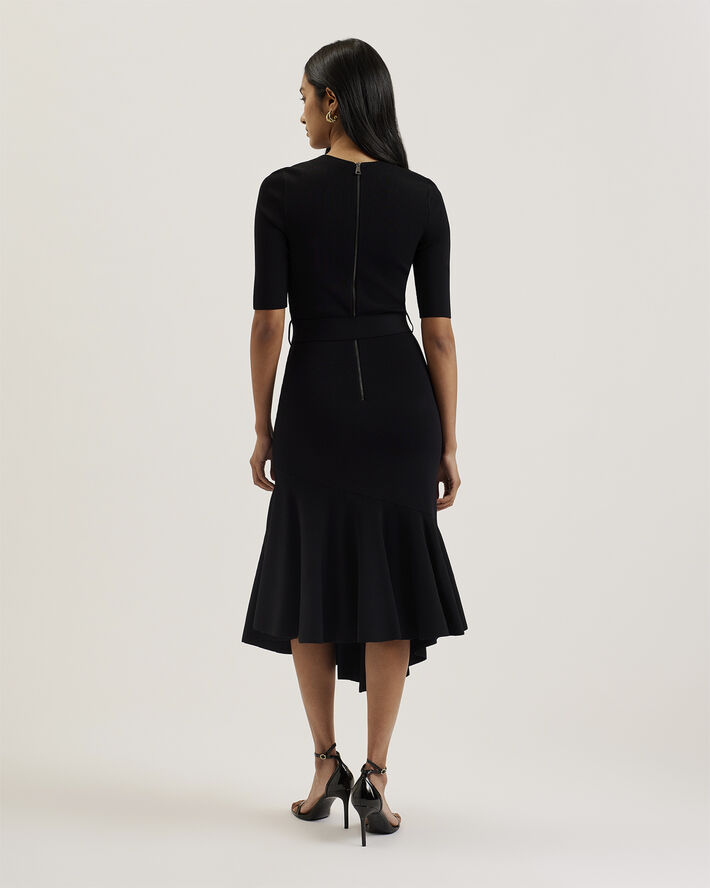 Ted Baker SAMALEE Knitted Midi Dress With Fli Black