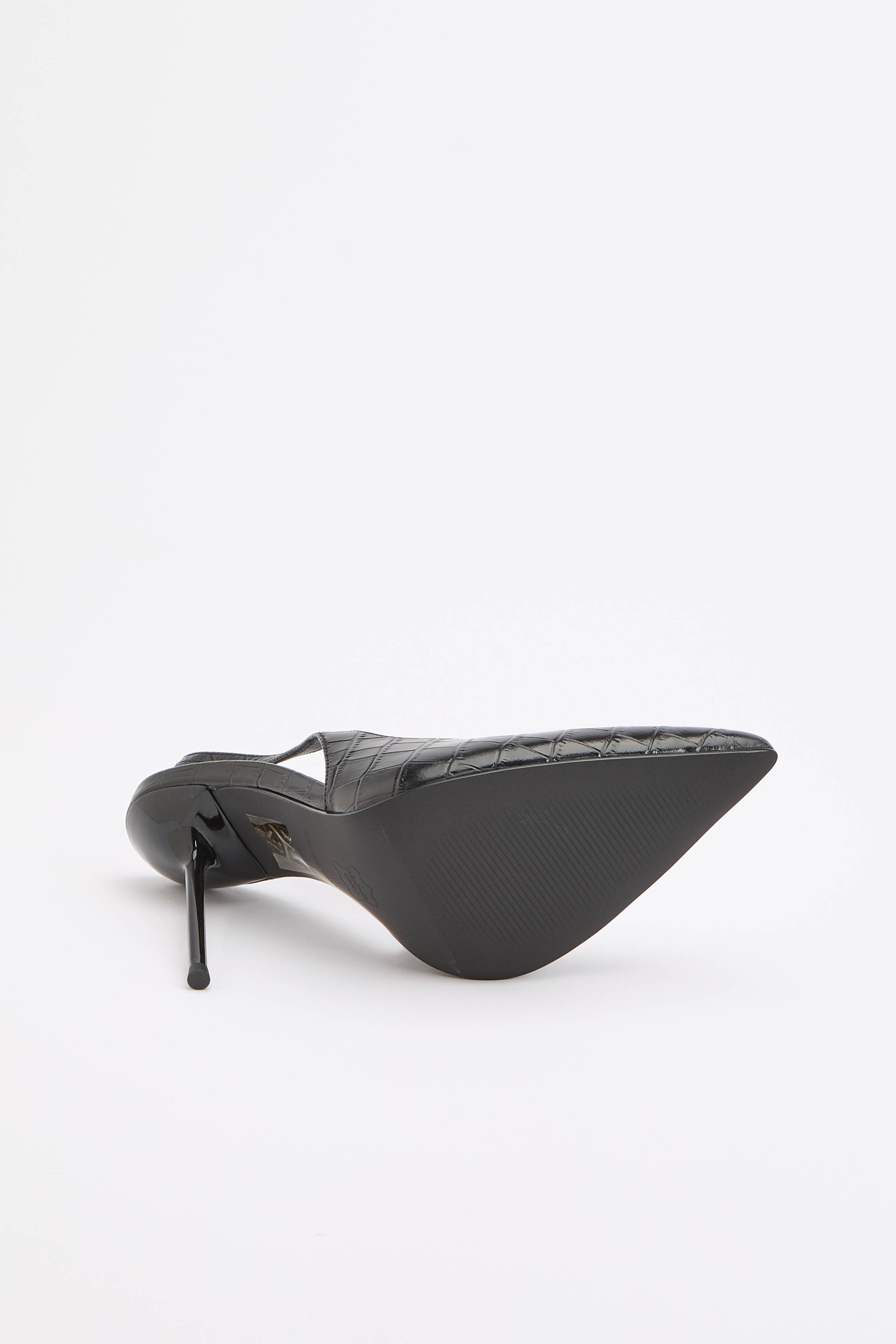 KarenMillen Escarpin À Bride Arrière En Cuir Effet Croco Avec Talon