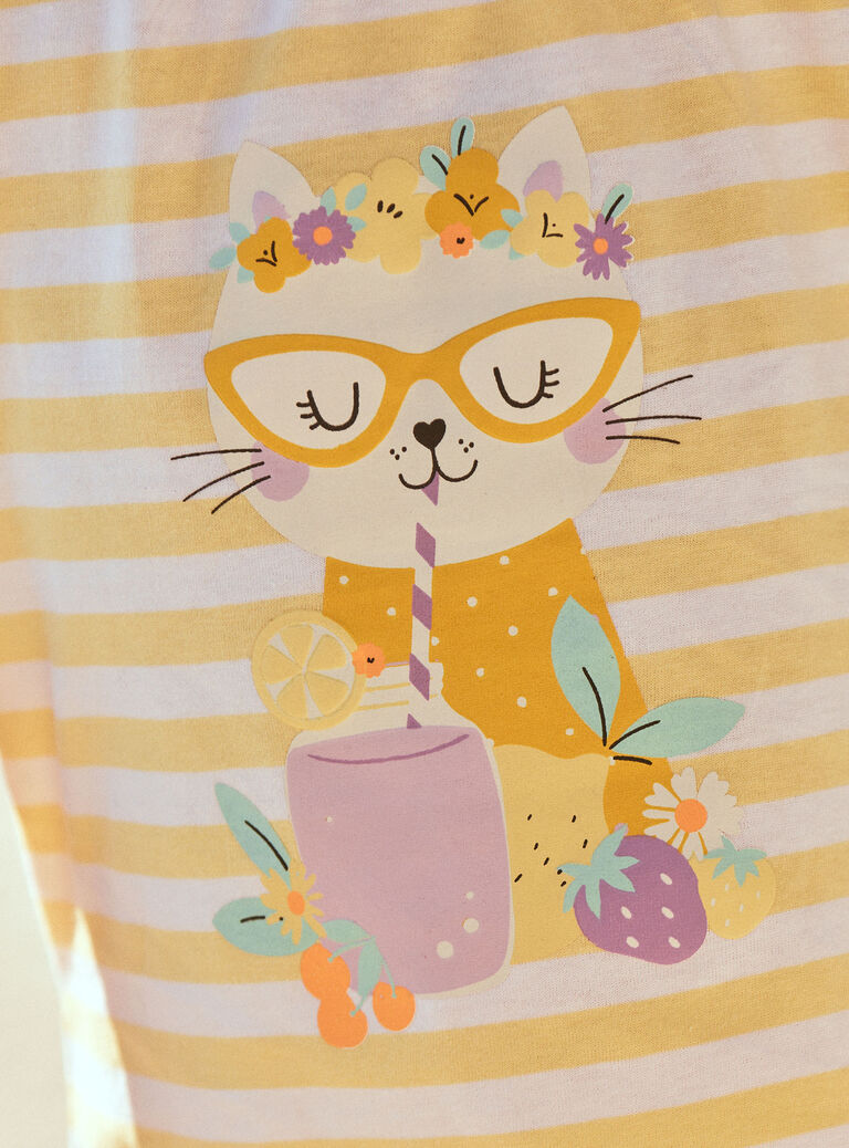 Débardeur et short jaune et blanc en jersey