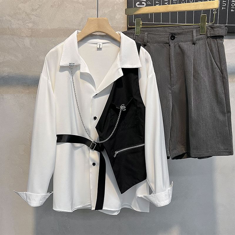 Whyessa - Vest met lange mouwen en kettingdetail