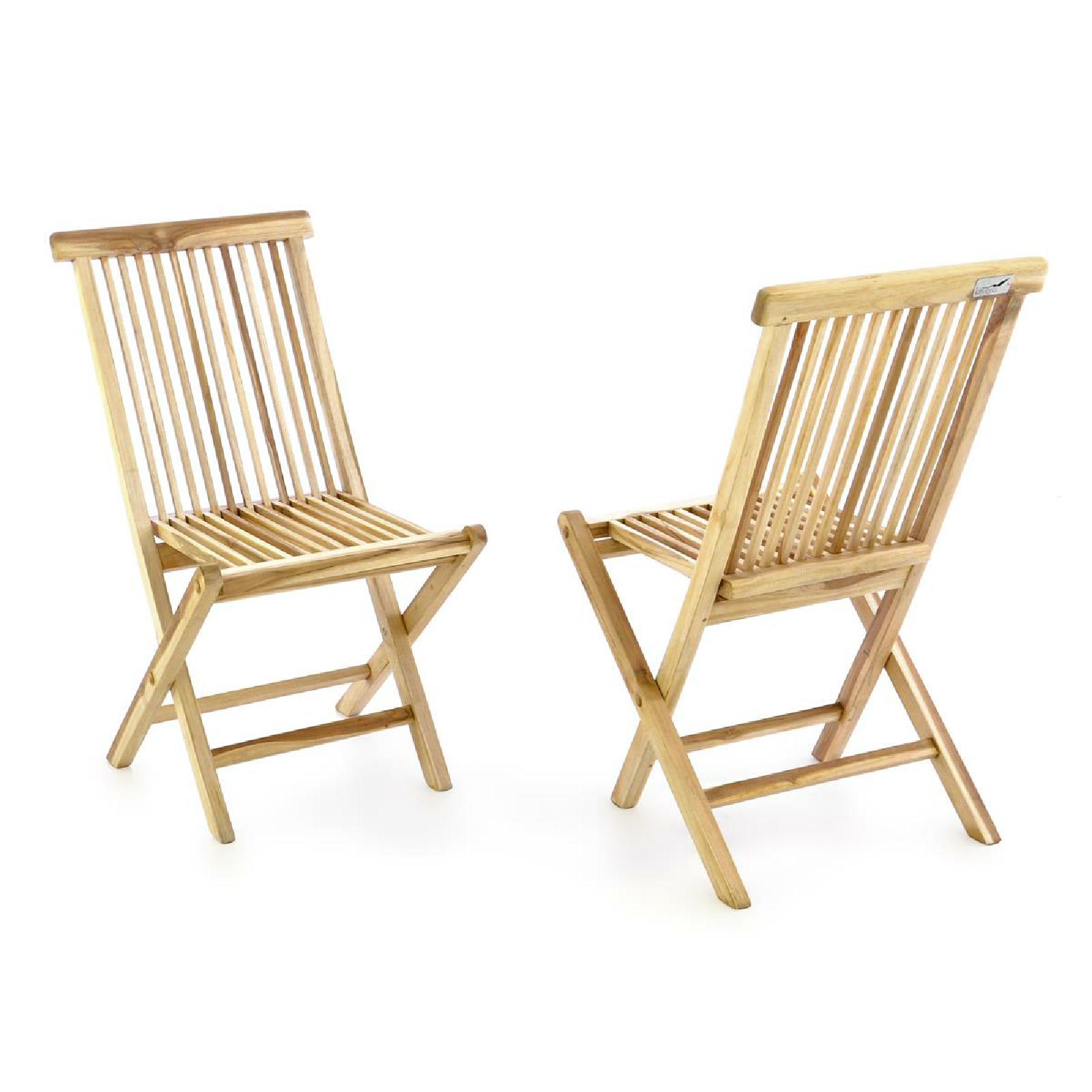 VCM 2er Set Holzstuhl Gartenstuhl Terrasse Stuhl klappbar Teak Holz natur