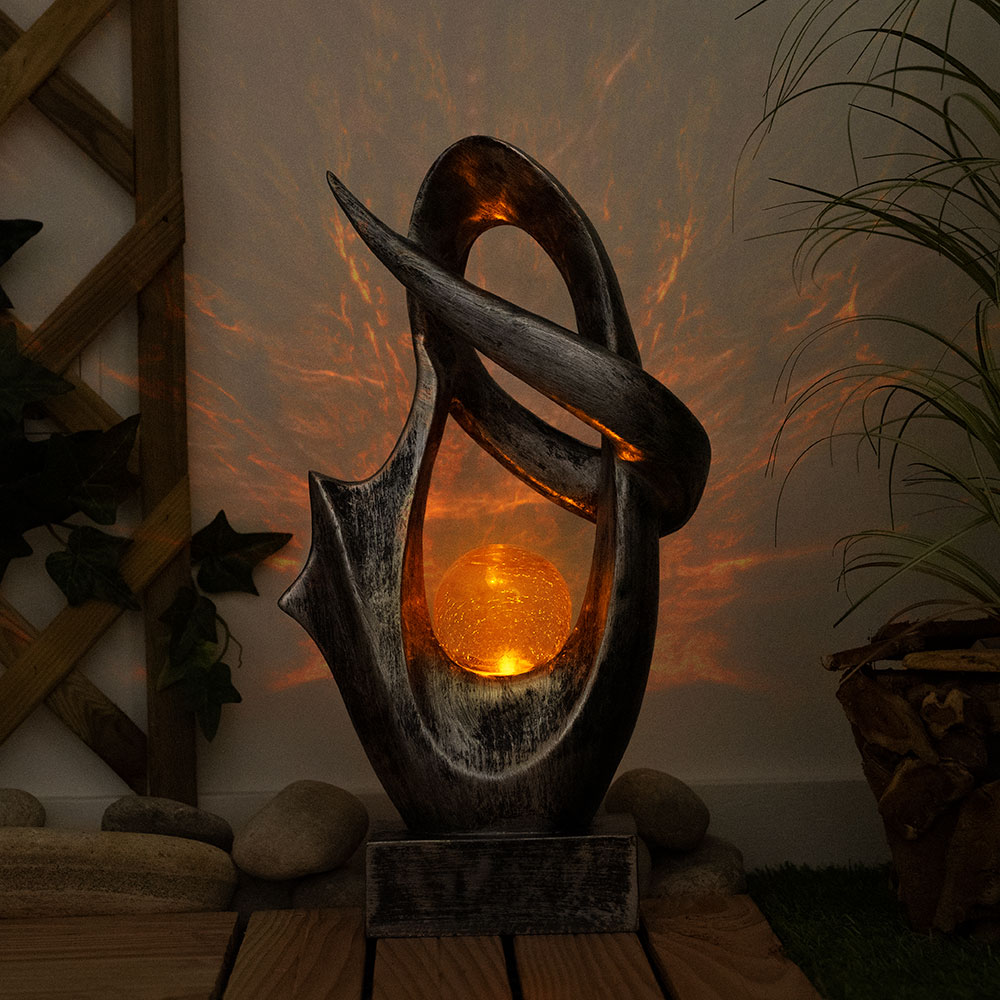 LED Solarleuchte, silber, Glas Crackle Design H 45 cm