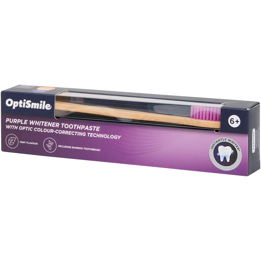OptiSmile tandpasta met tandenborstel Purple Whitening 2-delig | 75 ml