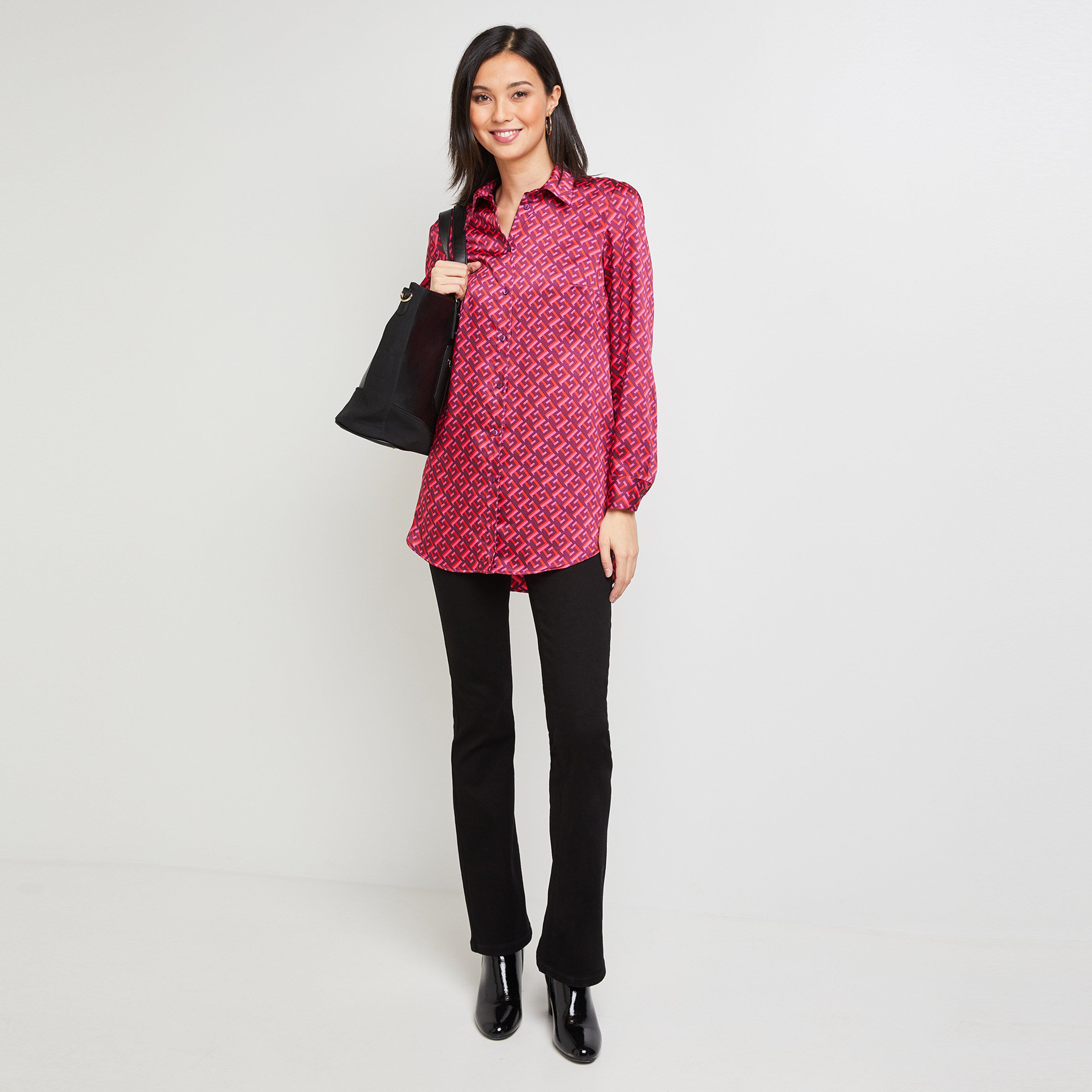 Chemise imprimée rose femme - IMPRIME