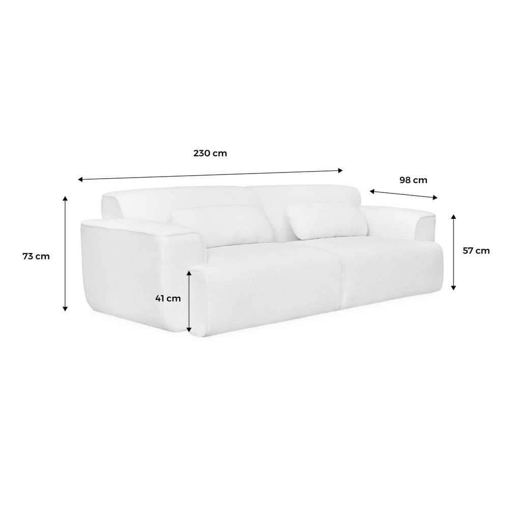 Canapé 3 places. Tissu velours côtelé. 2 coussins déhoussables. Wallas l 230 x p 98 x h 73cm