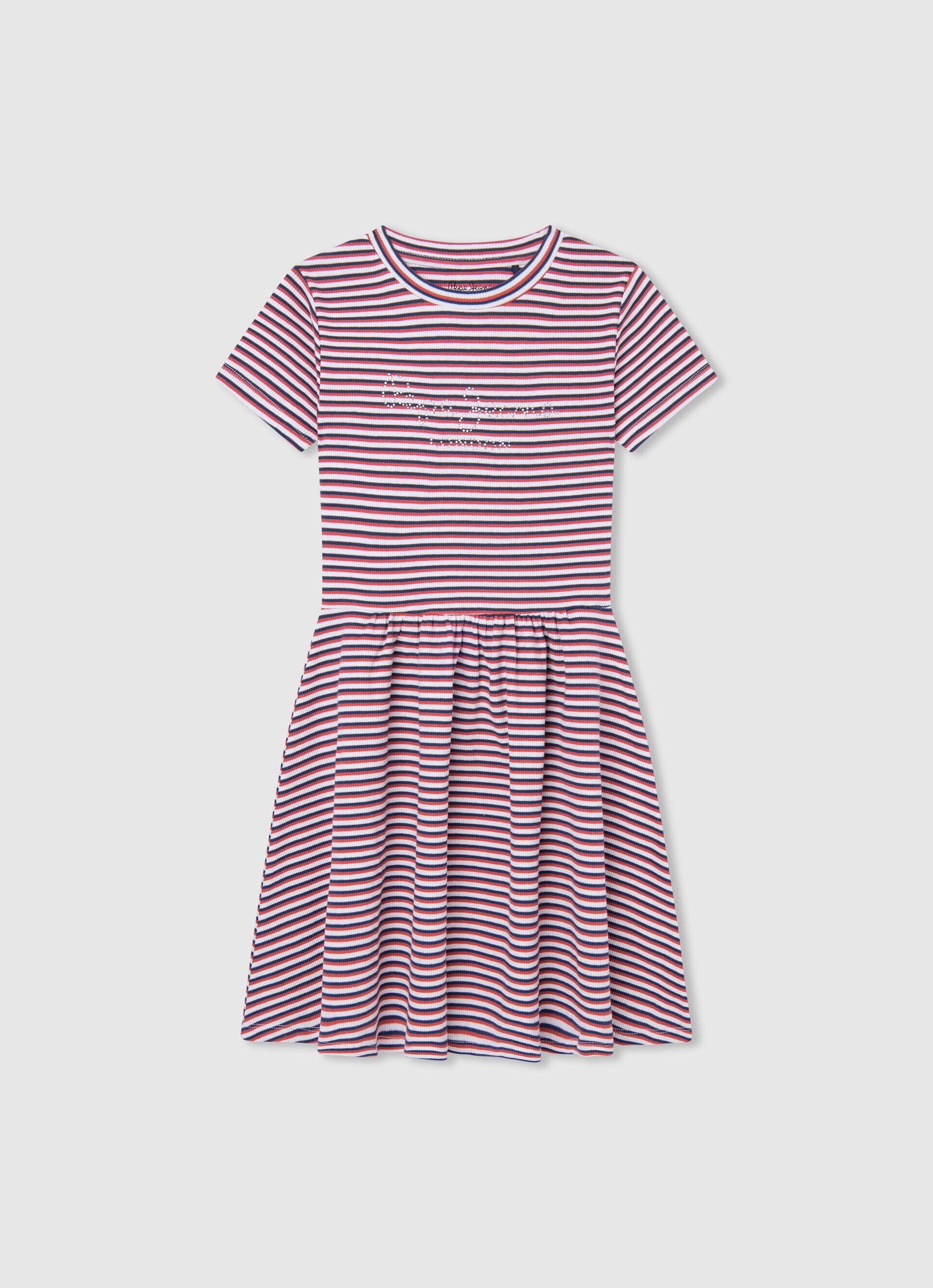 VESTIDO ESTAMPADO COM LISTRADOS - azul oceano