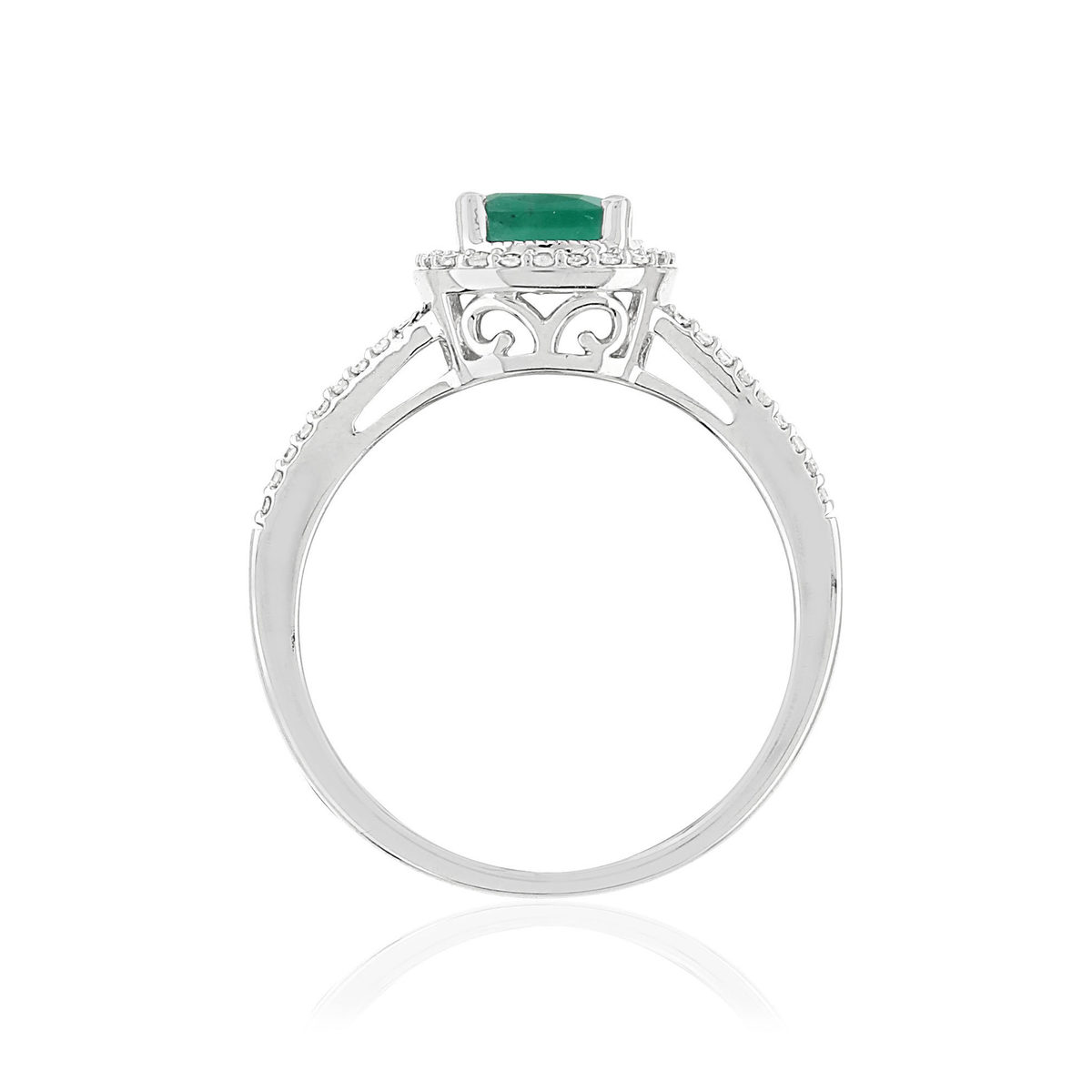 Bague MATY Or 750 blanc Emeraude et Diamants