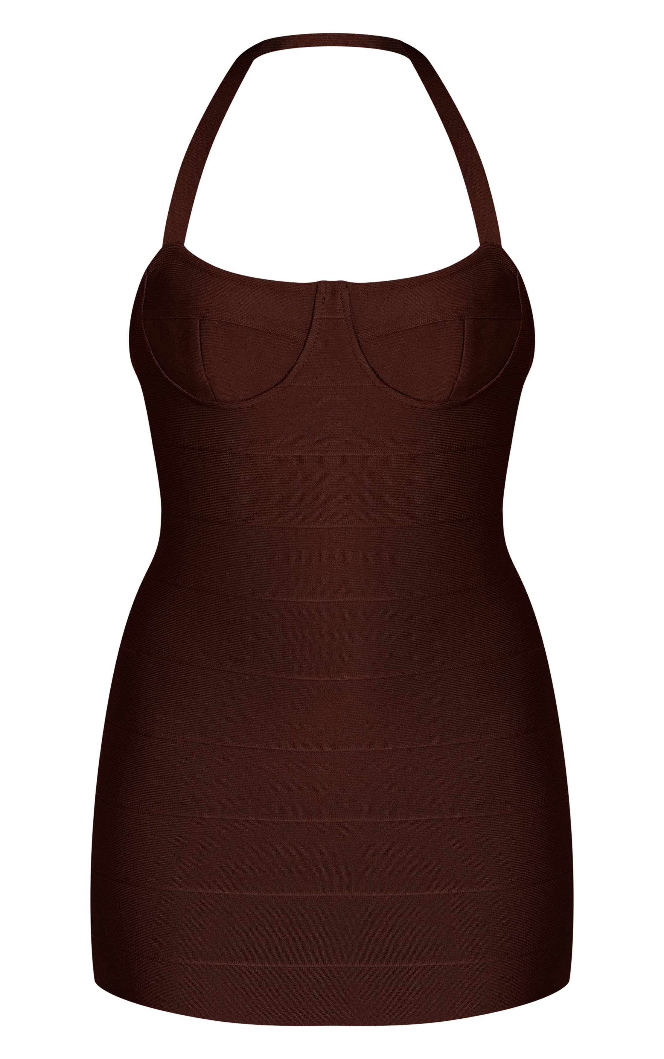 Chocolat Robe Mini Dos Nu À Détail Bonnets Bandage