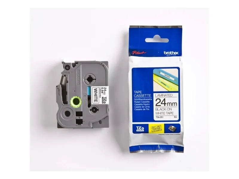 Brother TZe-251 labeltape - sort på hvid 24mm x 8m