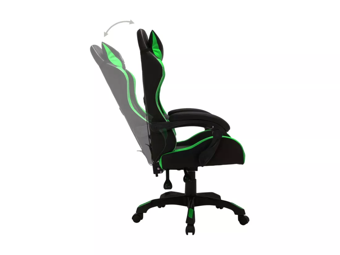 Fauteuil de jeux vidéo avec LED RVB Vert et noir Similicuir