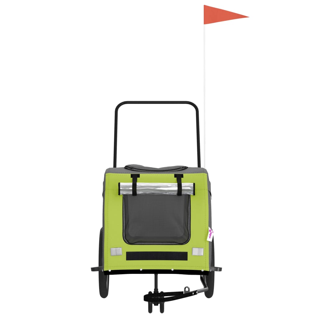 vidaXL Pet Bike Trailer Iron Oxford Cloth Verde Cinza