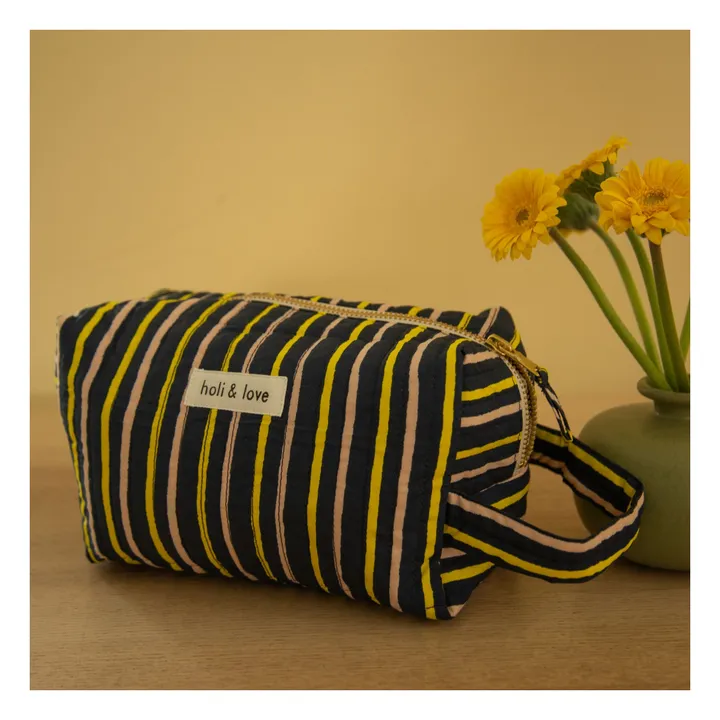 Holi & Love Trousse de Toilette Rayure Coton Bio | Noir